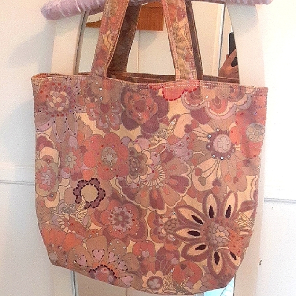 Vintage Gap Corduroy Fairy Sparkle Tote Bag Boho Chic